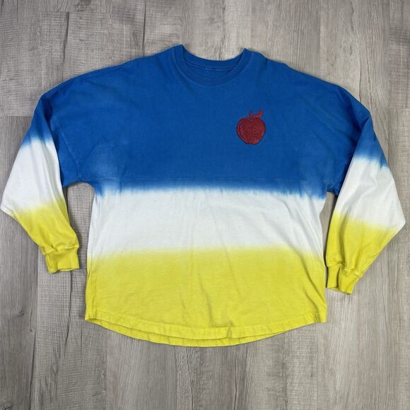 Disneyland Snow White Spirit Jersey Blue Yellow Large Puff Glitter Shirt USA O - Picture 2 of 10